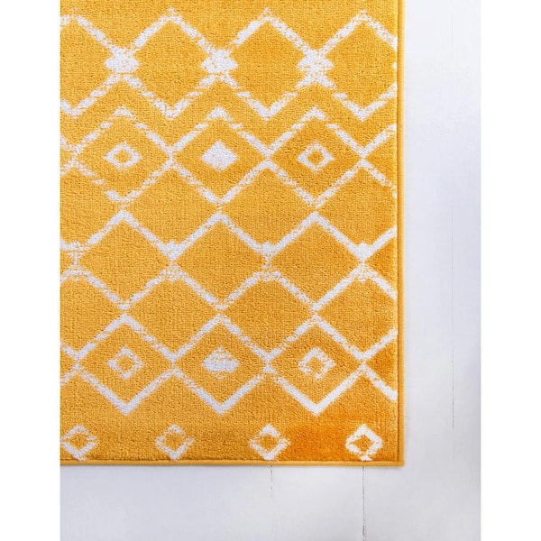 Mustard Geometric Rug Moroccan Trellis Runners Ochre Living Room