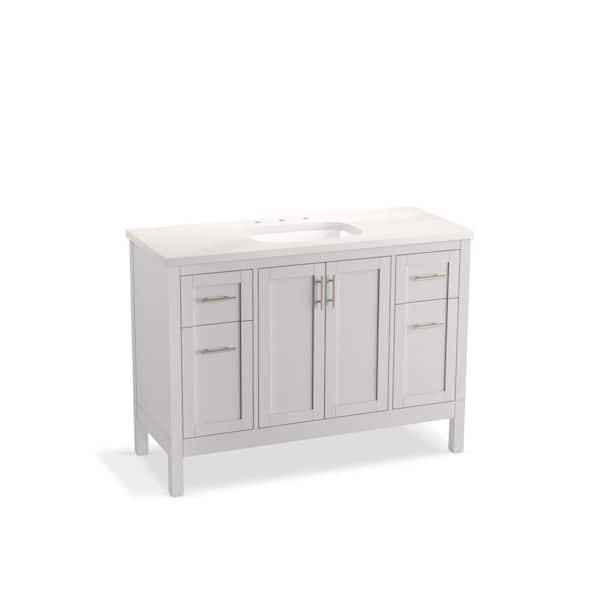 KOHLER Hadron 48.75in. Single Sink Freestanding Atmos Grey Bath Vanity with White Quartz Top Assembled