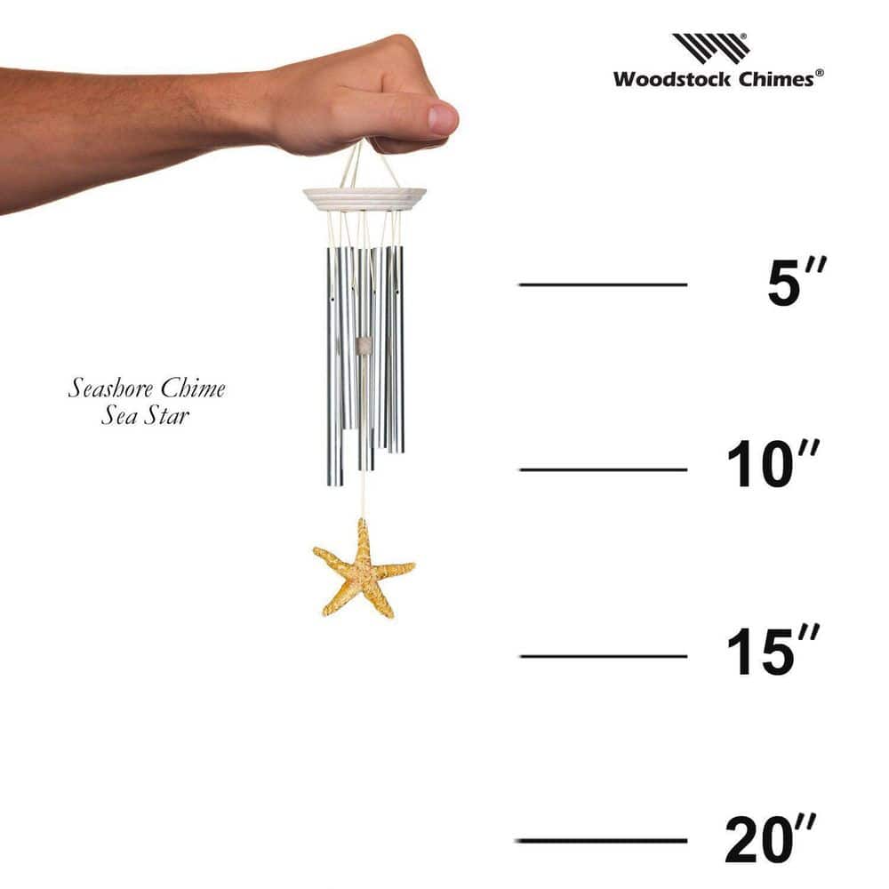 Silver and Gold Seashore Starfish Wind Chime, 14"