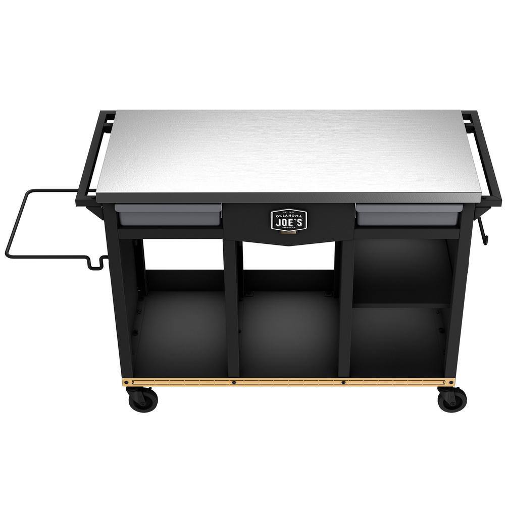 Oklahoma Joe's Black Steel Prep and Storage Cart with Wheels