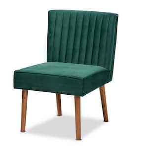 Alvis Emerald Green and Walnut Brown Dining Side Chair