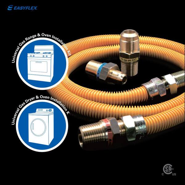 thumbnail image 2 of EZ-Fluid 36" Yellow Epoxy Coated Stainless Steel Gas Flex Connector - 3/8" FIP Or 1/2" MIP X 1/2" FIP For Water Heaters, Stoves, Dryers | CSA Certified, Corrosion Resistant 2 of 10