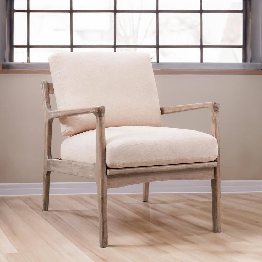 Straight Window Back Wood Arm Chair