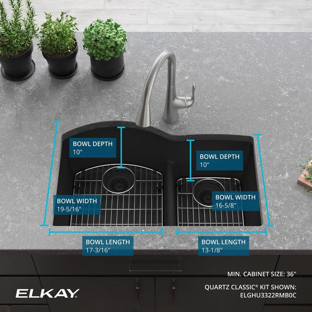 Matte Black Stone Double Bowl Undermount Kitchen Sink