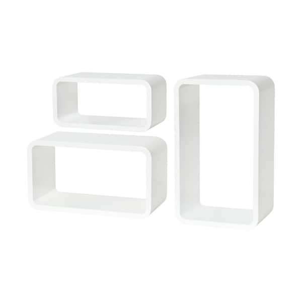 Dolle LONGCUBE 19.6 in. x 11.7 in. x 7.8 in. White MDF Floating Decorative Wall Shelf with Brackets (3pk)