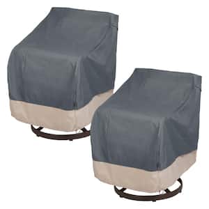 37.5 in. L x 39.25 in. W x 38.5 in. H, Gray Renaissance Ultralite Patio Swivel Lounge Chair Cover,(2-Pack)