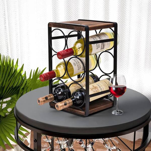 Numhew 7.88 in. W x 7.1 in. D x 13.6 in. H Countertop Wine Rack