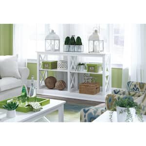 Hampton 60 in. Pure White Standard Rectangle Wood Console Table with Shelves