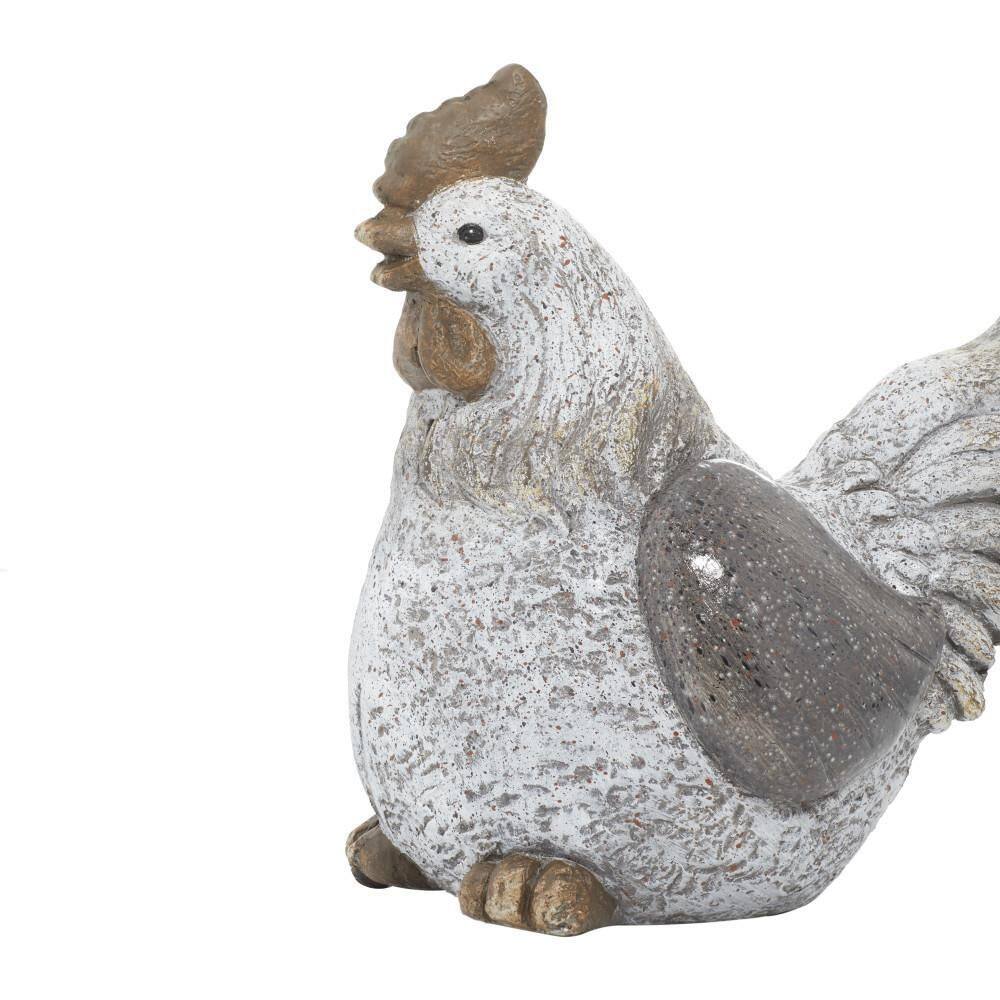 Gray Polystone Country Hen Garden Sculpture