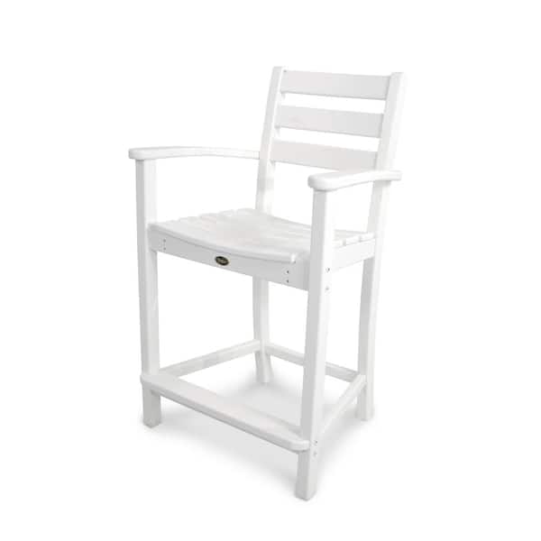Trex Outdoor Furniture Monterey Bay Classic White Patio Counter Arm Chair