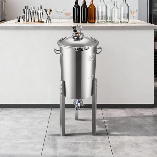 Pressure Fermenter 15 PSI, 8 Gal. Stainless Steel Conical Secondary Fermentation Bucket for Wine, Beer Brewing Equipment