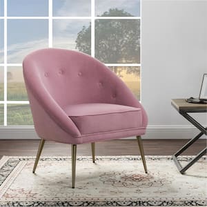 Contento Modern Pink Velvet Upholstered Accent Leisure Chair Makeup Dressing Stool Living Room Sofa Chair