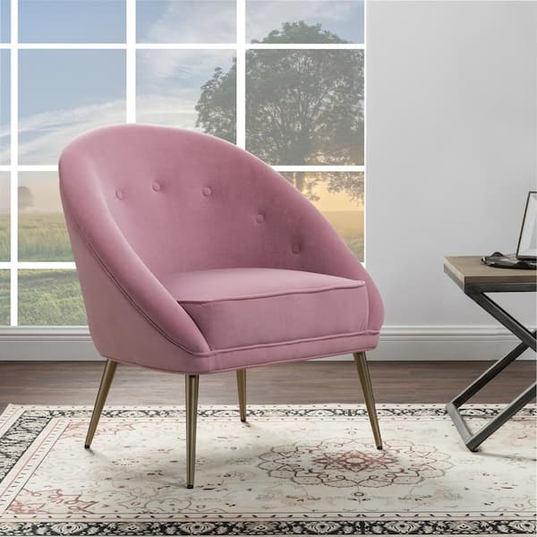Homy Casa Contento Modern Pink Velvet Upholstered Accent Leisure Chair Makeup Dressing Stool Living Room Sofa Chair