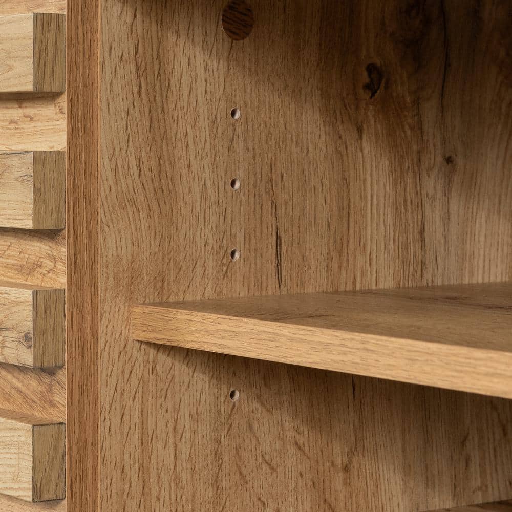 Nordik Oak 75" TV Stand with Storage and Metal Legs