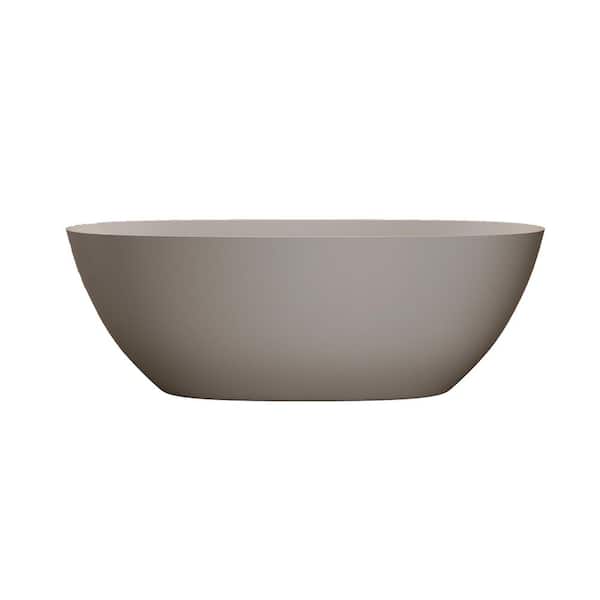 Moray 57 in. x 30.7 in. Solid Surface Stone Resin Flatbottom Freestanding Double Slipper Soaking Bathtub in Warm Yellow