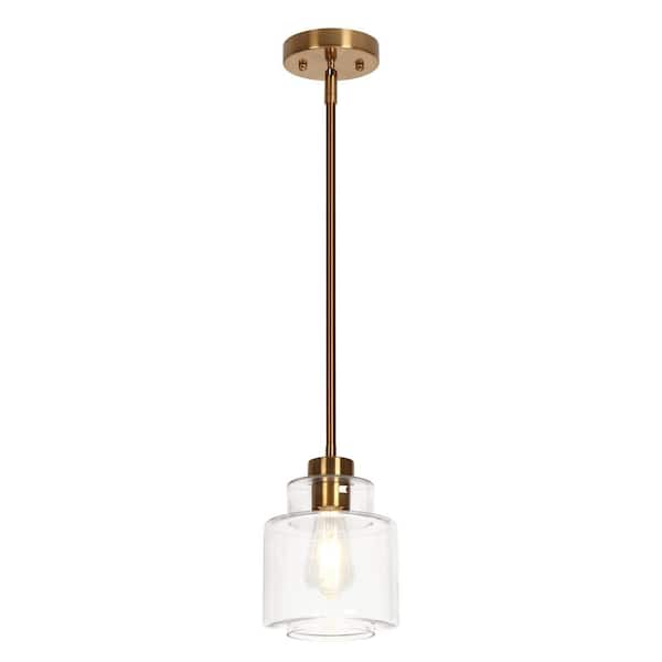 Home Decorators Collection 1-Light Antique Brass and Glass