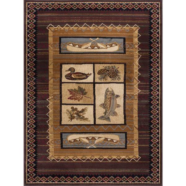 Tayse Rugs Nature Lodge Brown 4 ft. x 6 ft. Indoor Area Rug