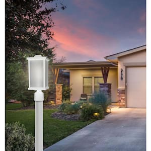 15 in. H x 6.35 in. W White Housing with Frost Acrylic Lens Square Decorative Composite Post Top Light w/4000K LED Lamp