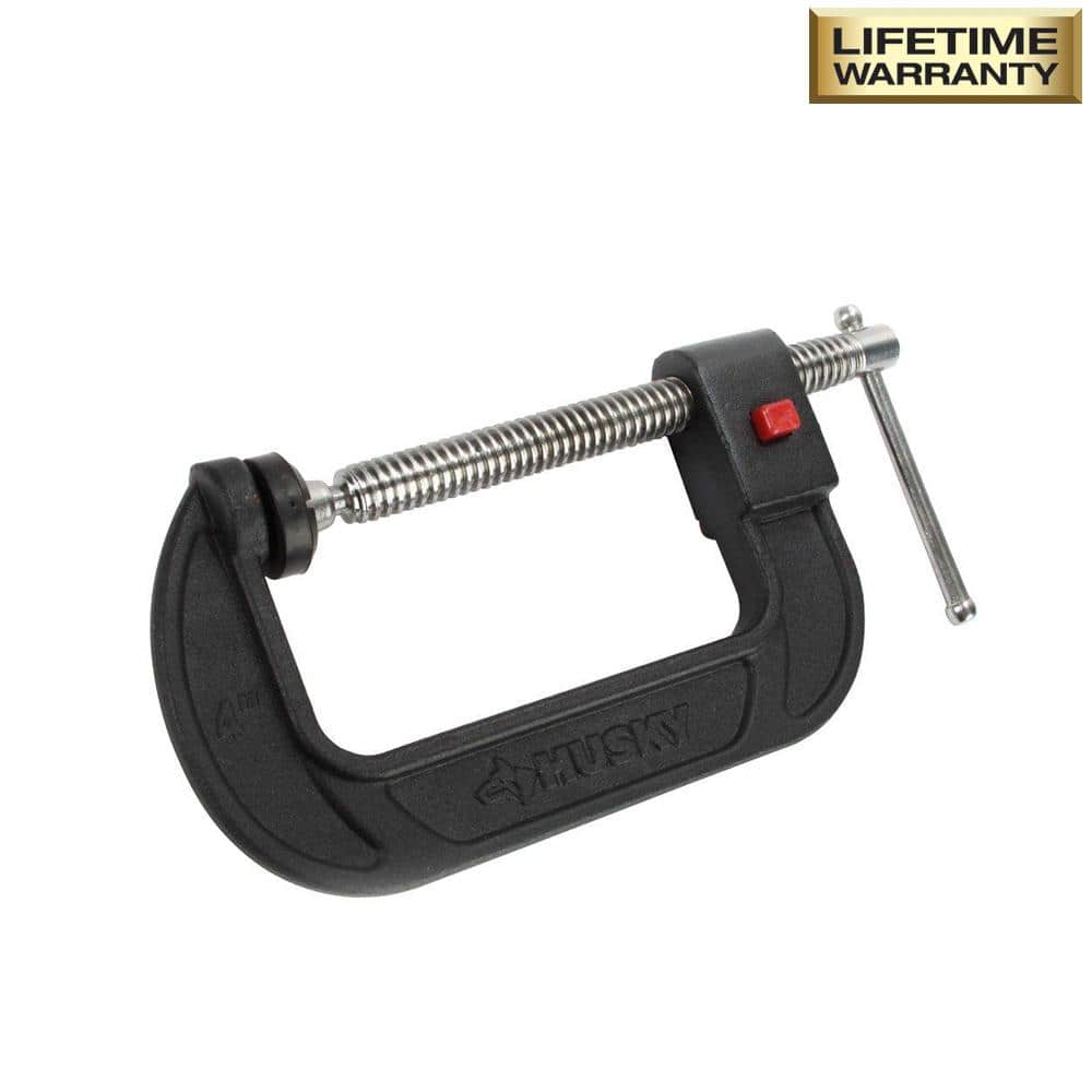 Quick Adjustable C-Clamp with Rubber Handle Husky 4 in 