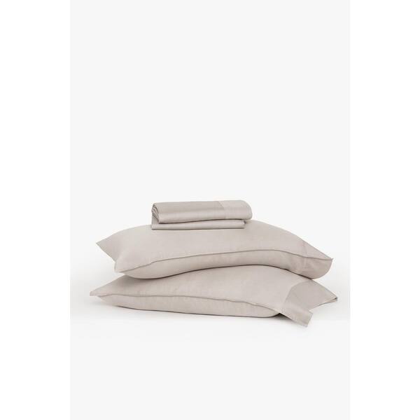 BUFFY 4-Piece Dark Grey Eucalyptus TENCEL Lyocell Linen Queen Sheet Set