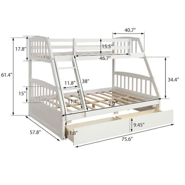 Twin Over Full Bunk Bed Measurements, How Tall Are Twin Bunk Beds