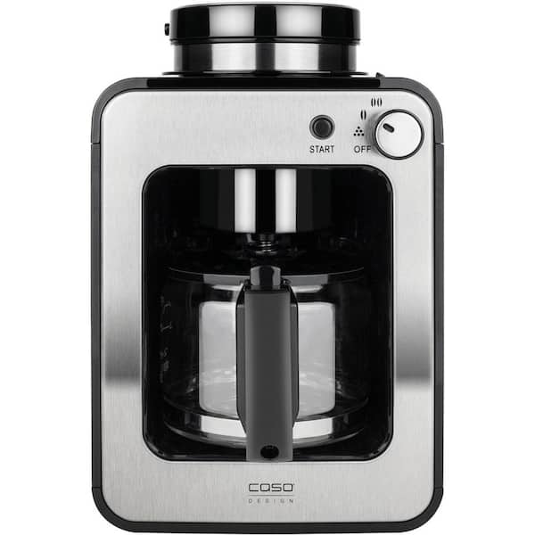 Caso Design Coffee Compact All-in-1 4-Cup Coffee Grinder and Coffee Maker with Glass Carafe