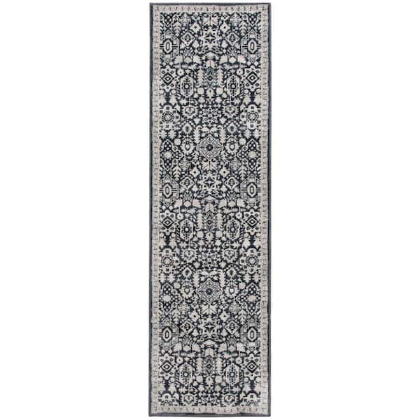 Skyline Blue/Beige Doormat 2 ft. x 7 ft. Floral Area Rug