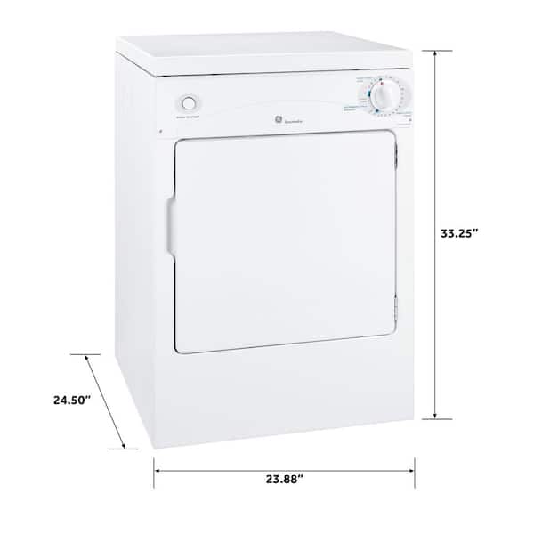 GE 3.6-cu ft Stackable Portable Electric Dryer (White on White)