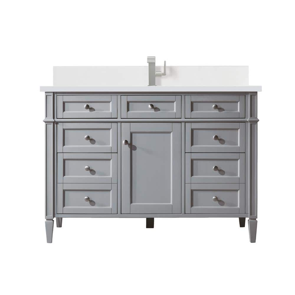 Brittany 48.0 in. W x 23.5 in. D x 34.0 in. H Bathroom Vanity in Urban Gray with White Zeus Silestone Quartz Top -  James Martin Vanities, 650-V48-UGR-1WZ