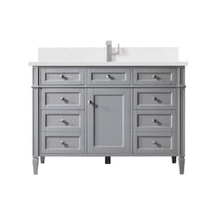 Brittany 48.0 in. W x 23.5 in. D x 34.0 in. H Bathroom Vanity in Urban Gray with White Zeus Silestone Quartz Top