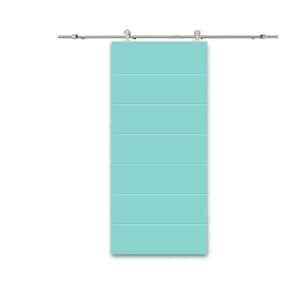 30 in. x 84 in. Mint Green Stained Composite MDF Paneled Interior Sliding Barn Door with Hardware Kit