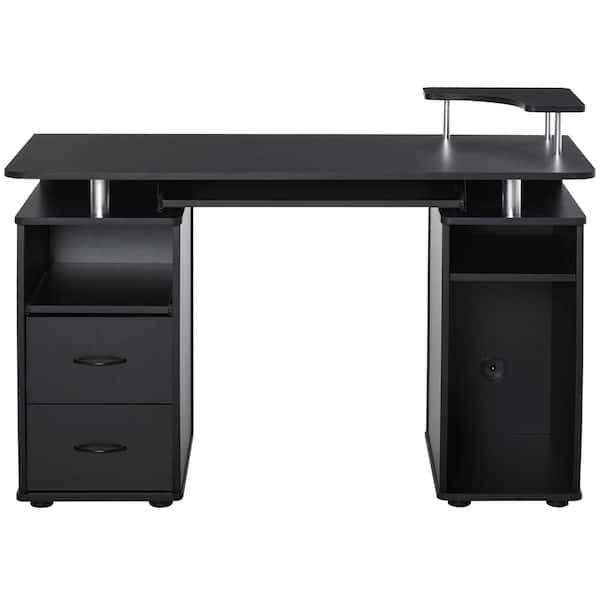 Computer Desk Workstation Office Home PC Pull Out Tray Black 