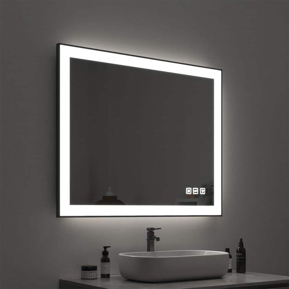 40 in. Black Frameless LED Bathroom Vanity Mirror