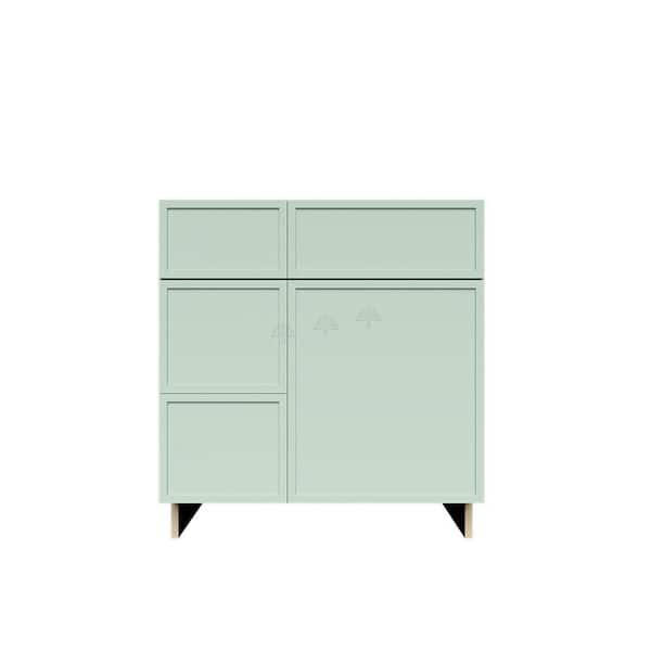 Slim Shaker 30 in. Sink Base Bath Vanity Cabinet without Top with 2 Left Drawers in Green Assembled