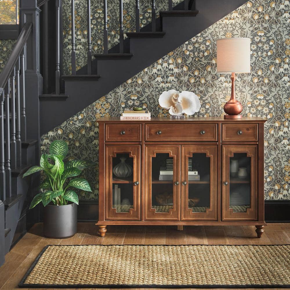 Wrought Iron and Chamois Floral Peel and Stick Wallpaper