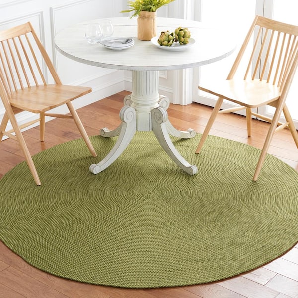 Braided Olive Green 4 ft. x 4 ft. Abstract Round Area Rug