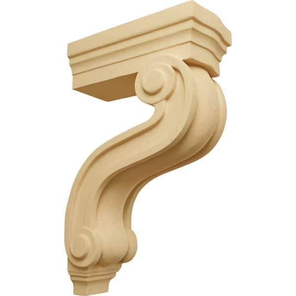 Ekena Millwork 3-7/8 in. x 8 in. x 13 in. Alder Los Angeles Hollow Back Corbel