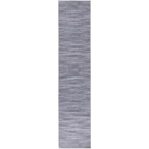 Washables Grey 2 ft. x 10 ft. Abstract Contemporary Runner Area Rug