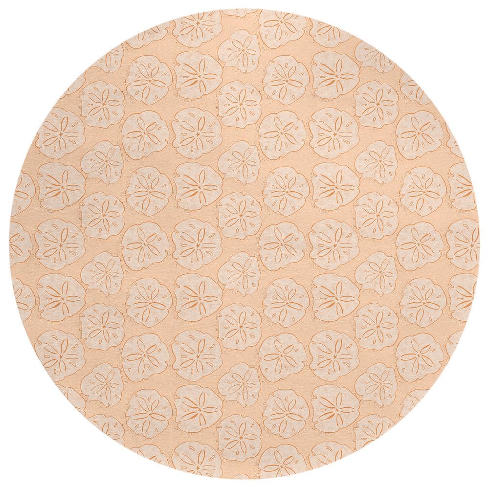 Surfside Orange 8 ft. x 8 ft. Geometric Indoor/Outdoor Area Rug