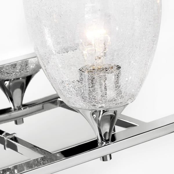 Generation Lighting - Toffino 26 in. W x 8.875 in. H 3-Light Chrome Modern Bathroom Vanity Light with Clear Crackle Glass Shades