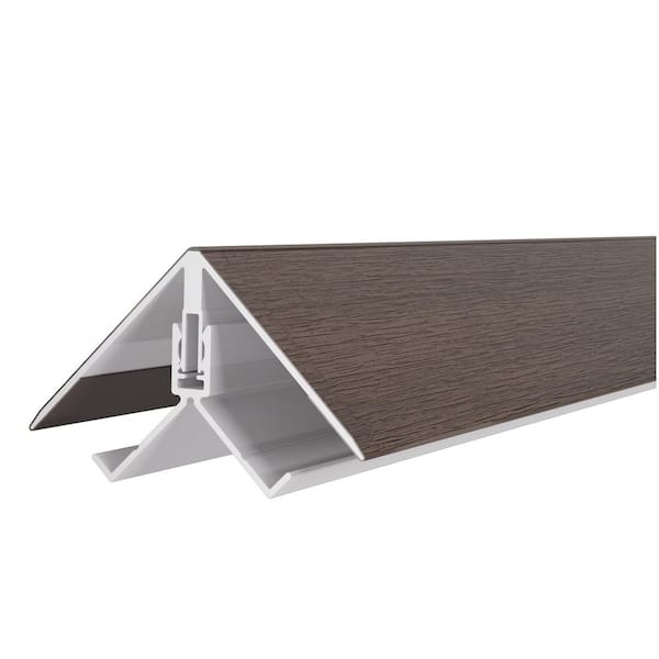 Alusions 2.19 in. x 3.56 in. x 8 ft. Spanish Walnut Composite Aluminum Outside Corner Trim Kit  for .5 in. Board