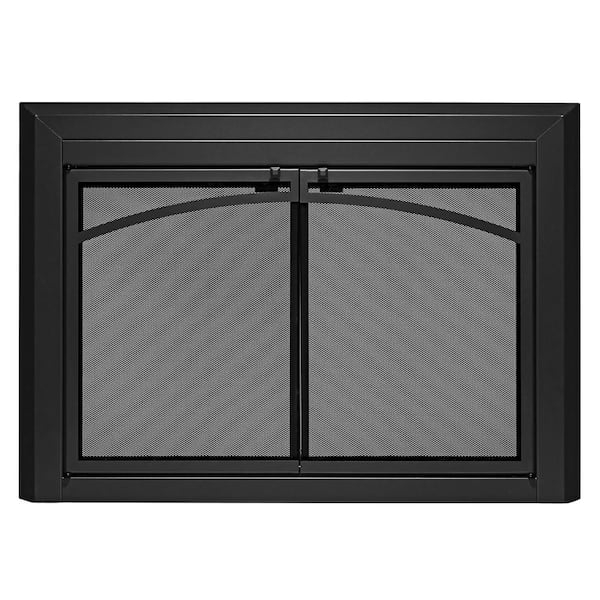 UniFlame Uniflame Large Gerri Black Cabinet-style Fireplace Doors with Smoke Tempered Glass