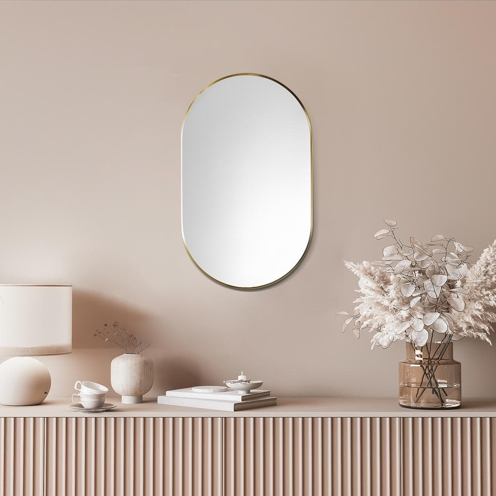 Ispra 36" Oval Bathroom Vanity Mirror in Brushed Gold