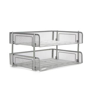 2-Piece Stackable Letter Tray Desk Organizer, Silver