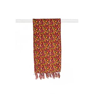 Charlie Red Floral Cotton Throw Blanket