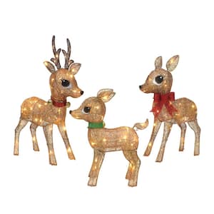 Set of 3-Lighted Outdoor Wire Frame Christmas Deer