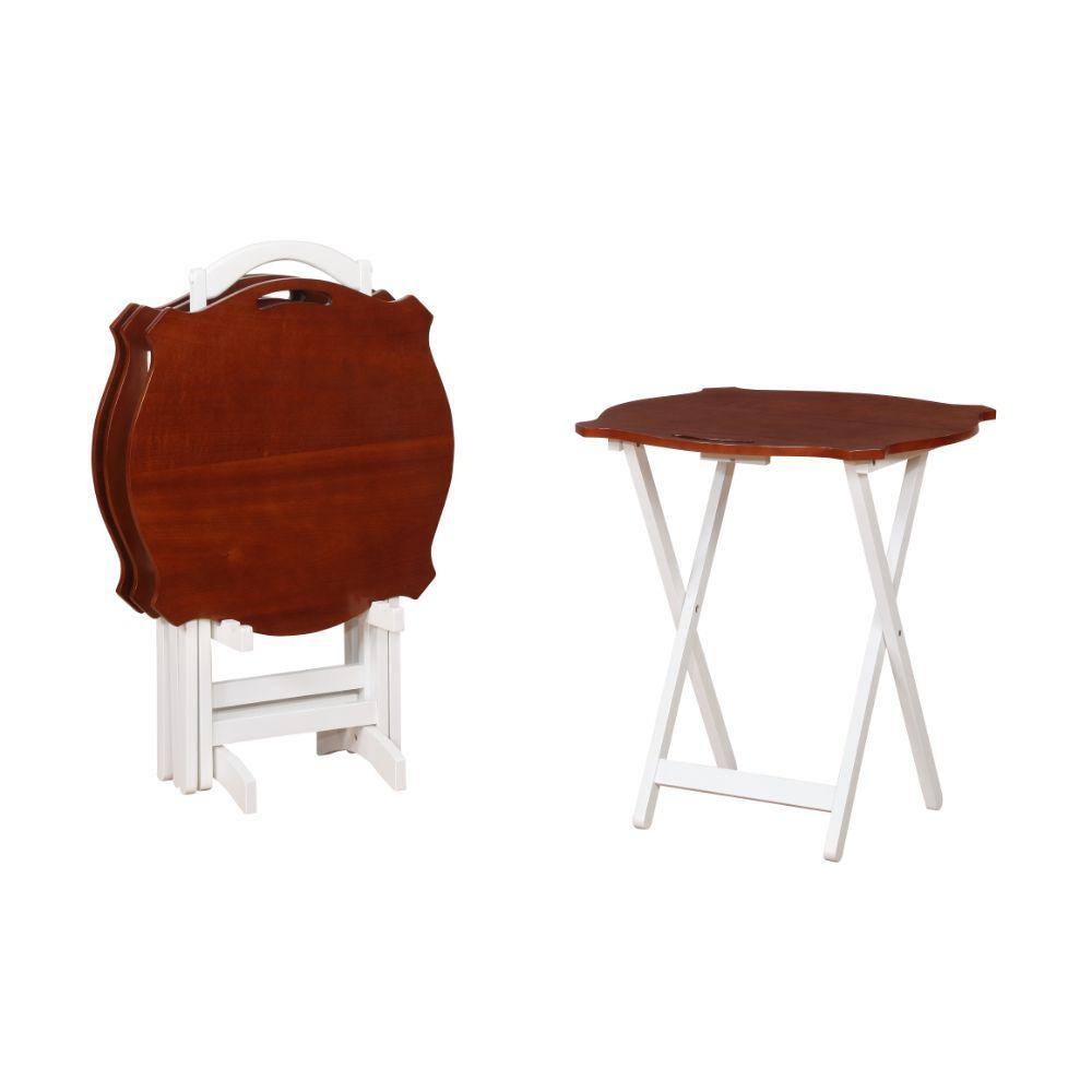 Benjara 15.75 in. Hazelnut and White Laptop Folding Desk Tables PWC15A8088TT2 The Home Depot