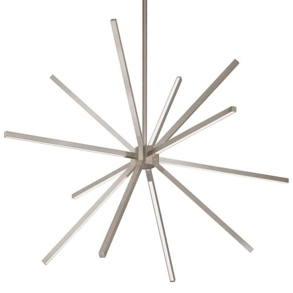 KUZCO Sirius Minor 65-Watt 32 in. 12-Light Integrated LED Brushed Nickel Chandelier
