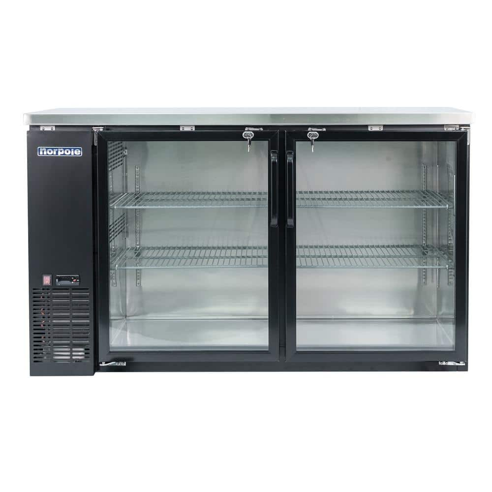 Norpole 16 cu. ft. 2-Glass Door Under Bar Refrigerator, Black