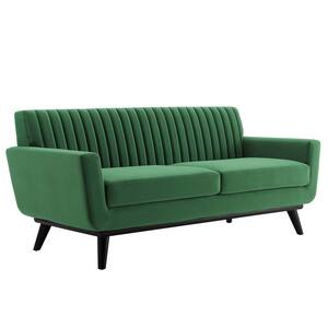Engage 78.5 in. Emerald Tufted Performance Velvet 2-Seater Loveseat with Splayed Wood Legs